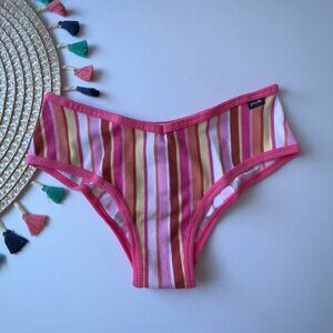 Victoria's Secret PINK Cotton Ribbed Cheekster Panty Pink Stripe Small NEW